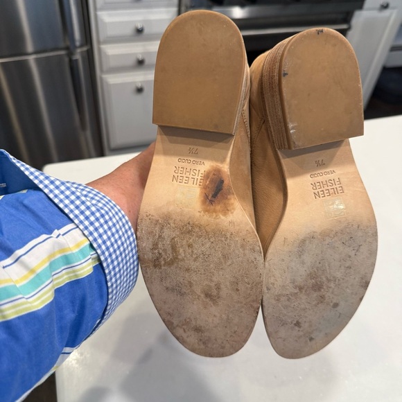 Eileen Fisher Women’s Tan Leather Pull On Ankle Boots Booties Shoes Sz 7.5 - Picture 8 of 11